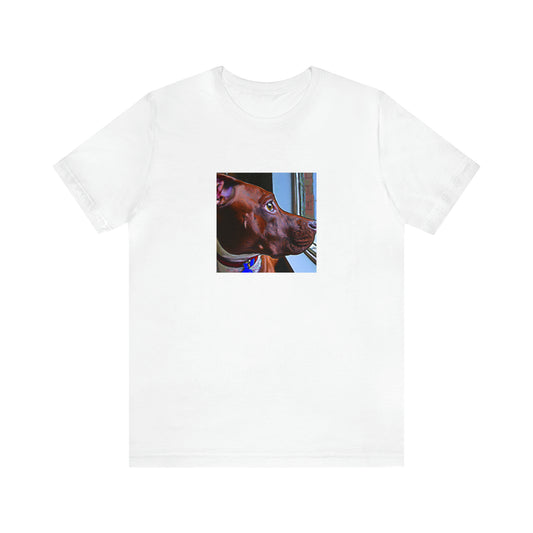 Giuseppe "Gio" Bianchi, a male streetwear designer from Milan, Italy in the 1990s. He used bold colors and modern designs to capture the cutting-edge style of the decade. Gio's clothes were often-Tee