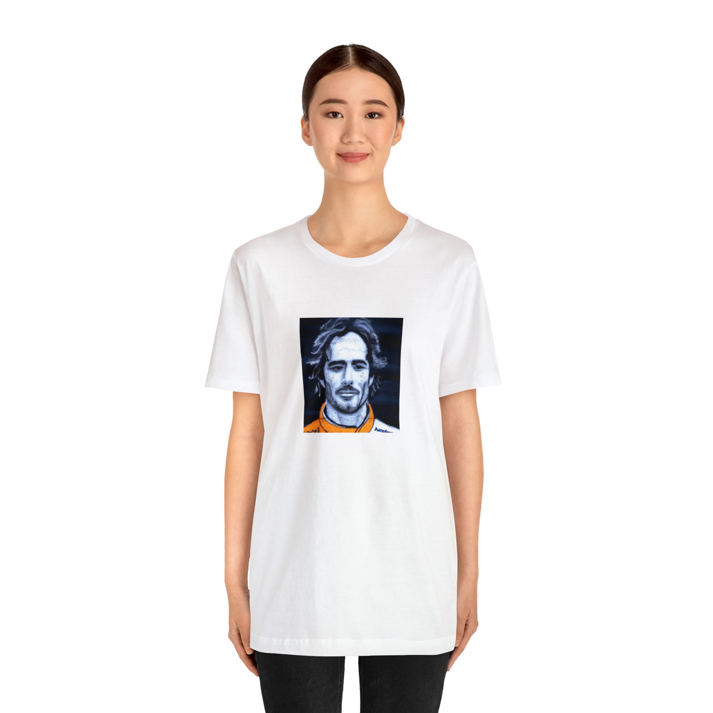 Alessandro Carnevale, an Italian streetwear designer specializing in colorful and vibrant designs from the 1990s. His clothing incorporated elements inspired by both urban and hip-hop style trends and featured oversized tees, high-waisted jeans-Tee