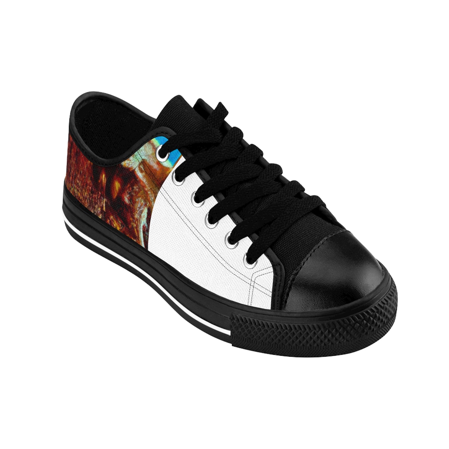 Ana de Alcaraz, a female shoe designer from Spain in the 1500s who made beautiful, ornate custom shoes from leather, wood and other materials. Her shoes were popular among royal families and the wealthy and became a status symbol-low top