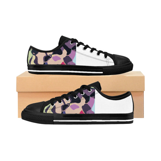 Juanita de la Fuente, a female shoe designer from 16th century Spain. She was renowned for her intricate designs, often featuring colorful fabrics and bold patterns inspired by the Natural world. She was especially known for her creative use of-low top