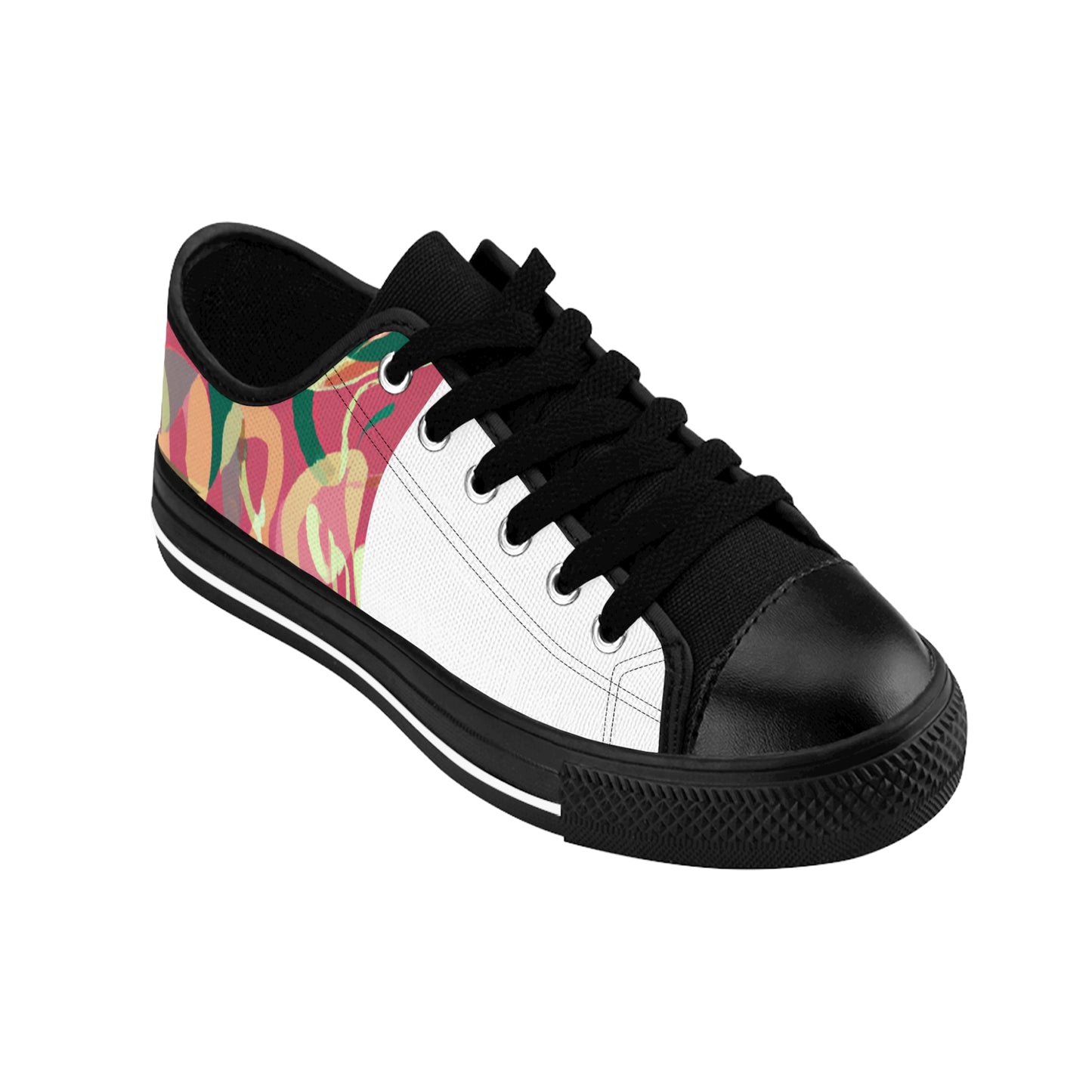 Manuela de López, an ambitious and inventive shoe designer from the 1500s in Spain. She is well-known for her unique and hand-crafted designs that feature feminine and intricate details like intricate beading, detailed stitching,-low top