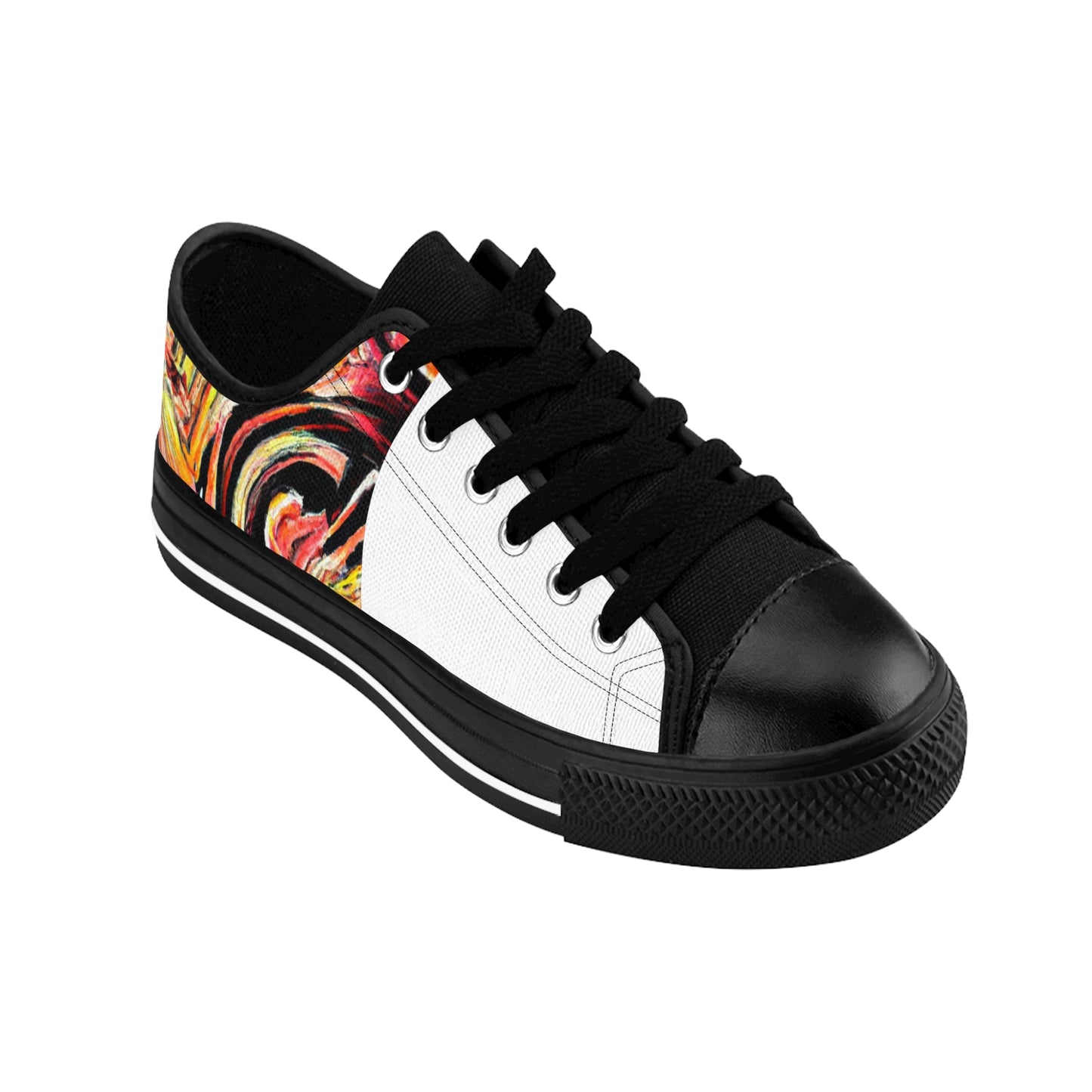 Amancio Oscura, a female shoe designer from Spain in the 1500s. She was renowned for her ornately crafted shoes with luxurious materials, intricate detailing and bold colors. She was often seen as a trailblazer in the-low top