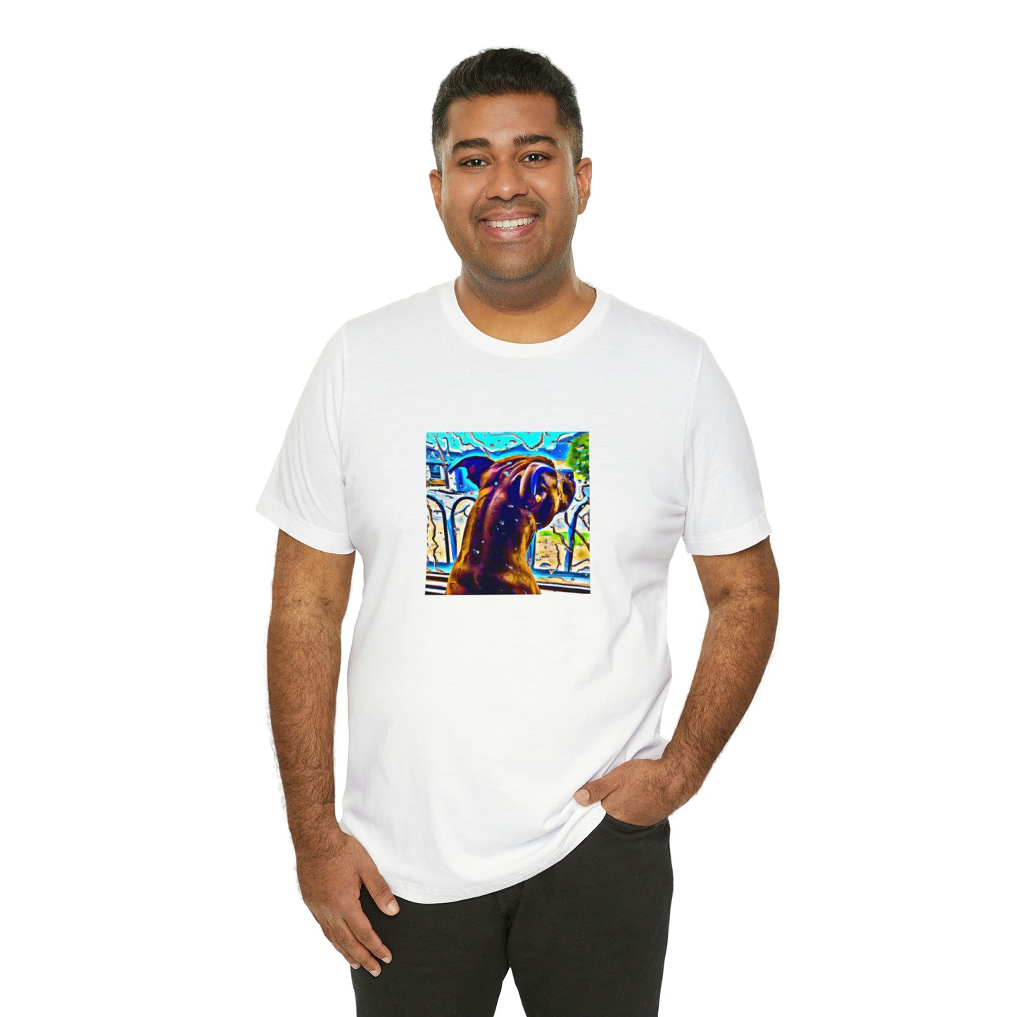 Vincenzo Moreno, a renowned male streetwear designer from Italy in the 1990s. He was known for his bold and daring designs that pushed the boundaries of fashion and subverted traditional ideas of style. He was an avid traveler,-Tee