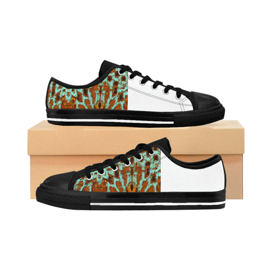 This imaginary shoe designer could be Maria de Leon, a woman from Seville, Spain in the 1500s. Maria was a master at the art of leatherworking, crafting high-end artisanal shoes for the wealthy nobility of the time.-low top