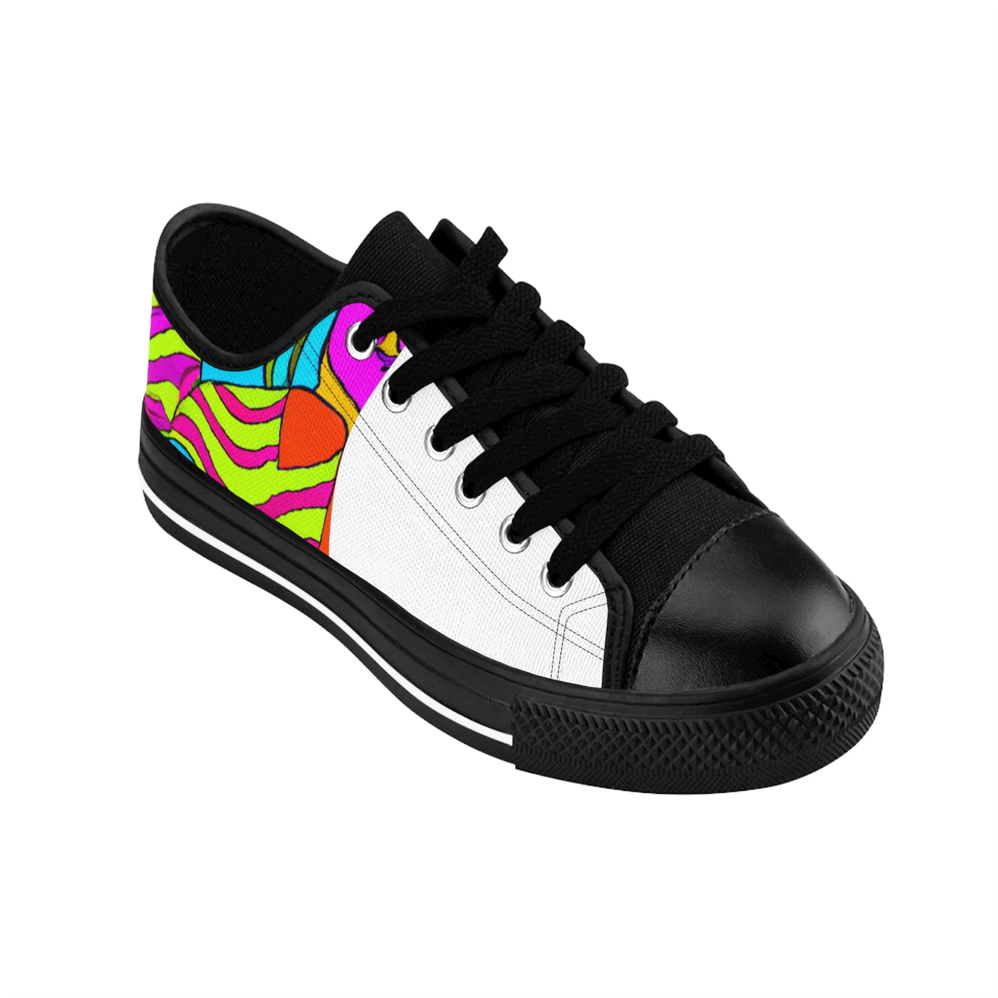 Juanita de Madrid, an independent female cobbler from 16th-century Spain. She created elegant shoes for the Spanish nobility with intricate leather designs and colorful embroideries, and she was so successful that she earned enough to open-low top