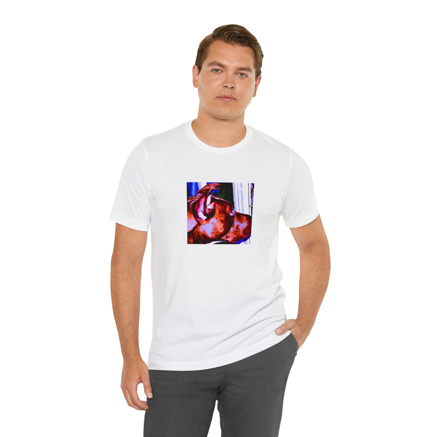 Giovanni Lucciano - He was a young but talented streetwear designer from Rome, Italy in the late 1990s. He gained notoriety for his wild and daring designs that featured strong geometric cutouts and daringly bright colors. His-Tee