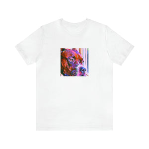 Dante Valentino, a male streetwear designer from Turin, Italy, in the 1990s. His designs were trend-setting, and his collections featured bold, bright colors and embellishments that expressed his unapologetic attitude.-Tee