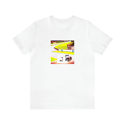 Francesca Palazzo, a female streetwear designer from Rome, Italy in the 1990s. She was known for her bold and innovative designs that blended classic Italian fashion silhouettes with modern streetwear. Her pieces showcased bright colors and-Tee