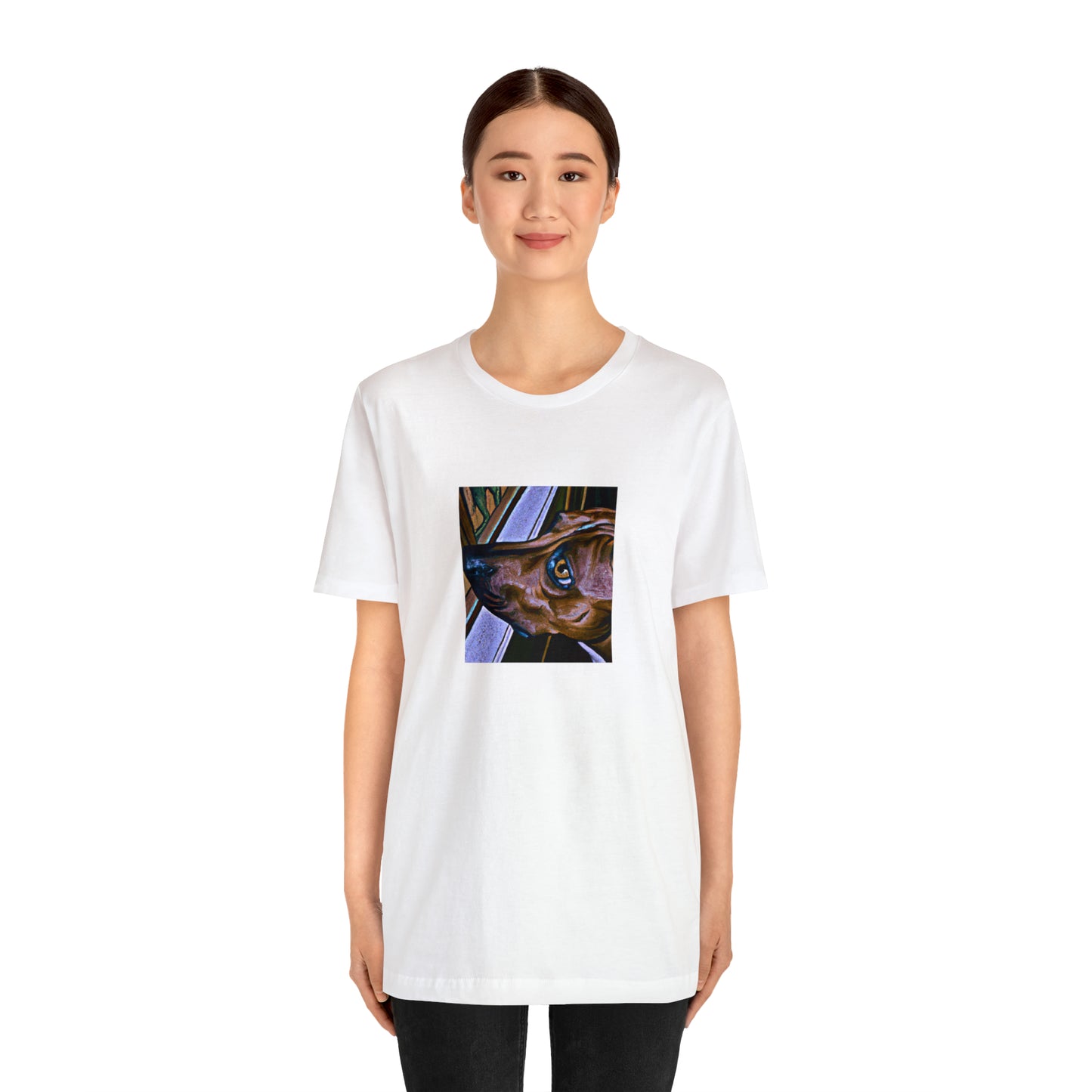 Anna Luciano is an imaginary streetwear designer from the 1990s in Italy. Her iconic designs feature a bold, unapologetic point of view. With vibrant fabrics, Anna's distinct style mixes classic Italian fashion with modern street trends. She-Tee