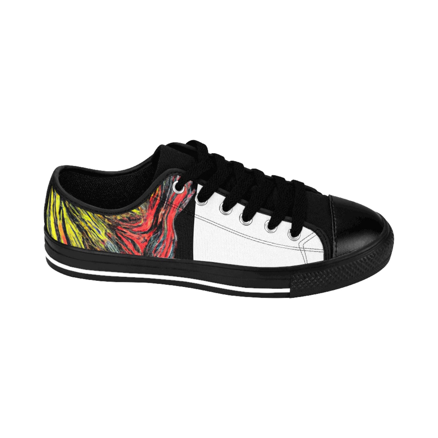 Manuel da Ranada, an eccentric and visionary Spanish shoemaker from the 16th century. He had the revolutionary idea of combining traditional shoe designs with new, modern materials, such as bejeweled buckles and vibrant dyes. Not-low top