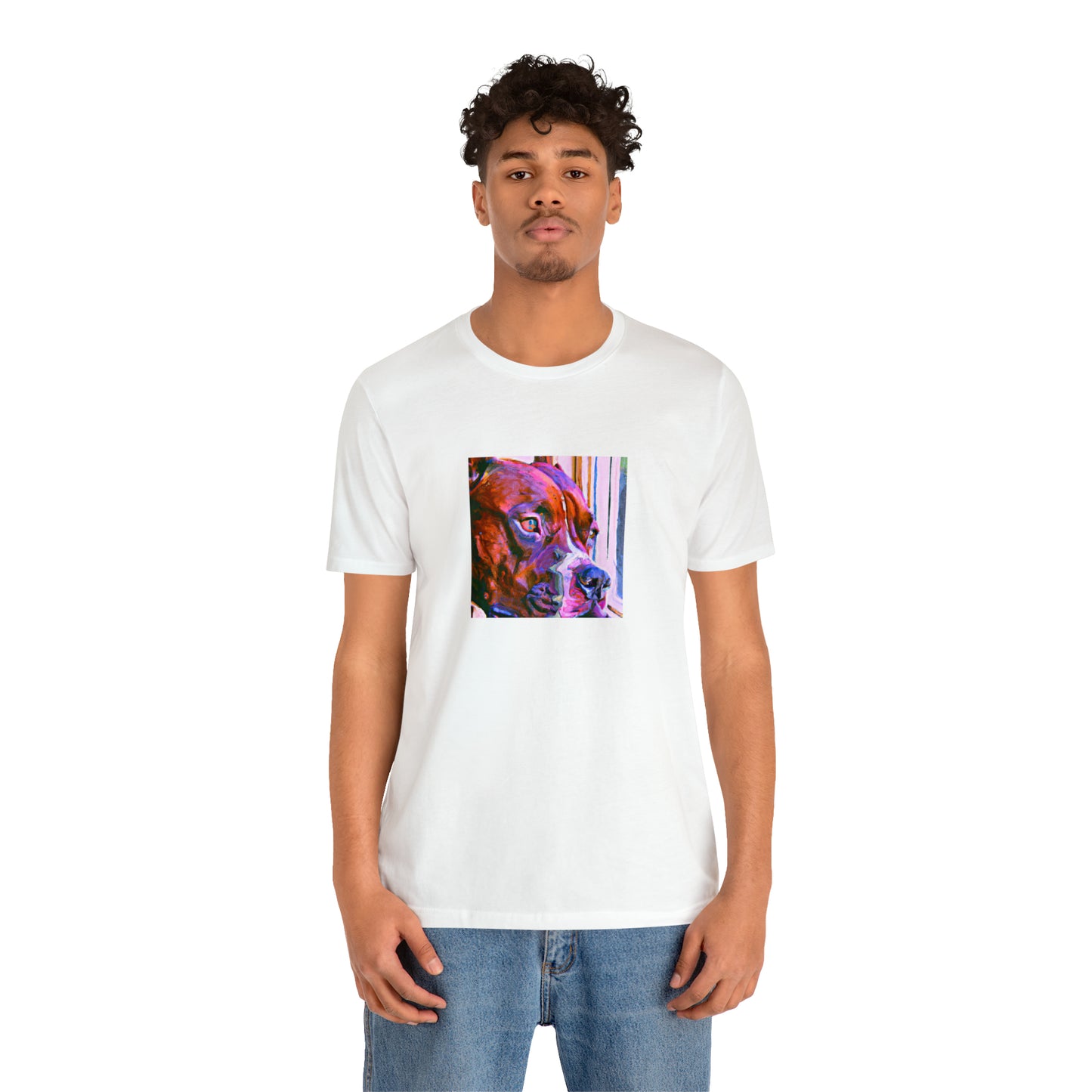 Dante Valentino, a male streetwear designer from Turin, Italy, in the 1990s. His designs were trend-setting, and his collections featured bold, bright colors and embellishments that expressed his unapologetic attitude.-Tee