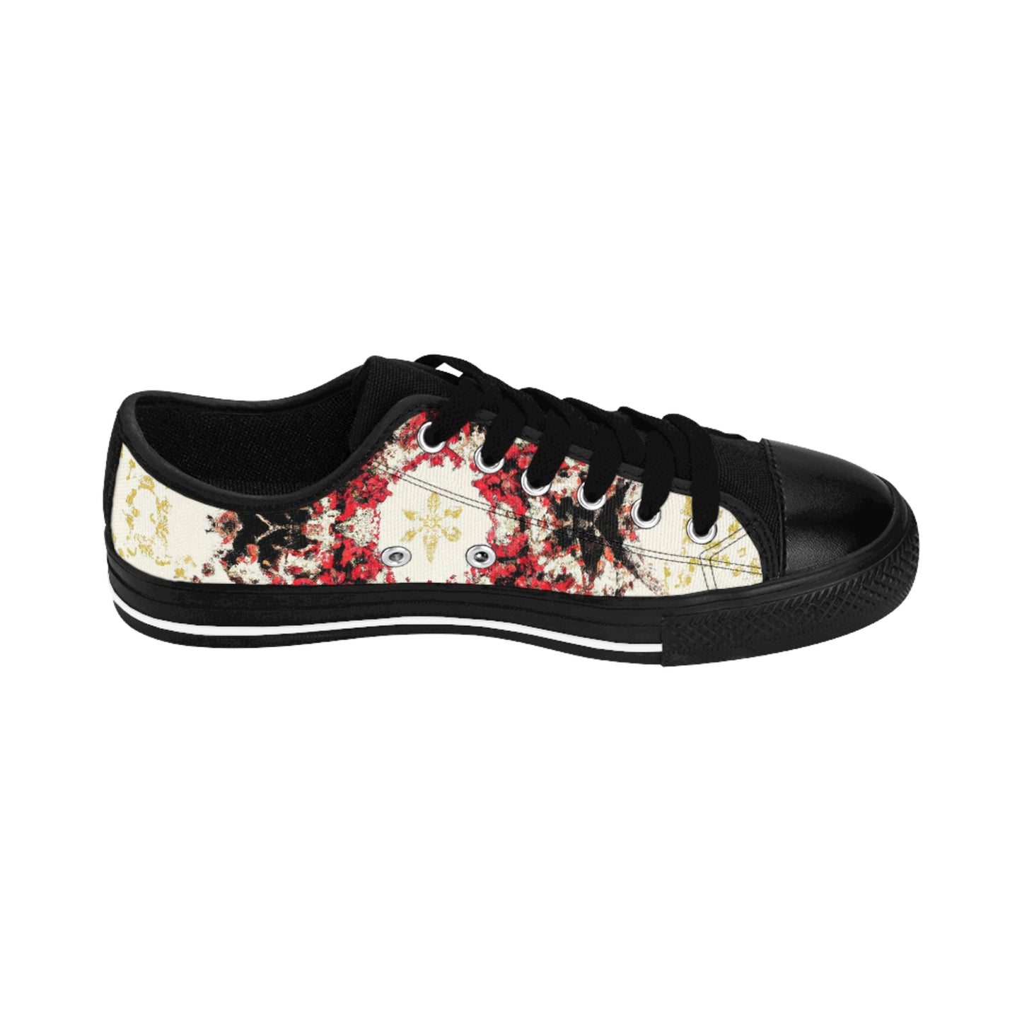 Cecilia de Madrid is an imaginary Spanish shoe designer from the 1500s. She specializes in reinventing traditional Spanish shoe designs for a modern audience. Her colorful and intricate embroidery patterns and tasseled leather straps are a-low top