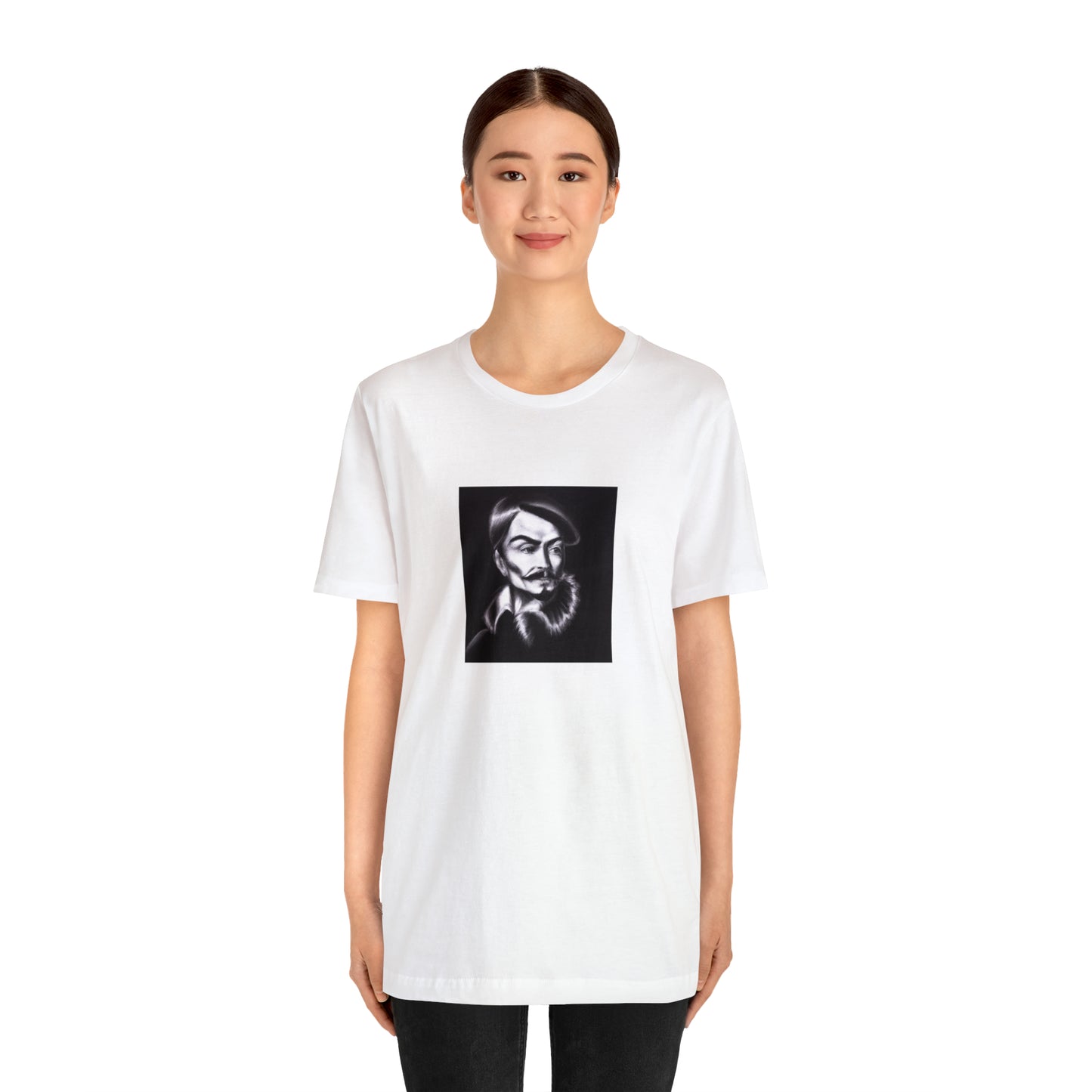 Giulia Moretti, an Italian-born female streetwear designer from the 1990s. Giulia is known for her edgy, fashion-forward designs that meld traditional Italian style with urban street style. She uses classic Italian fabrics such-Tee