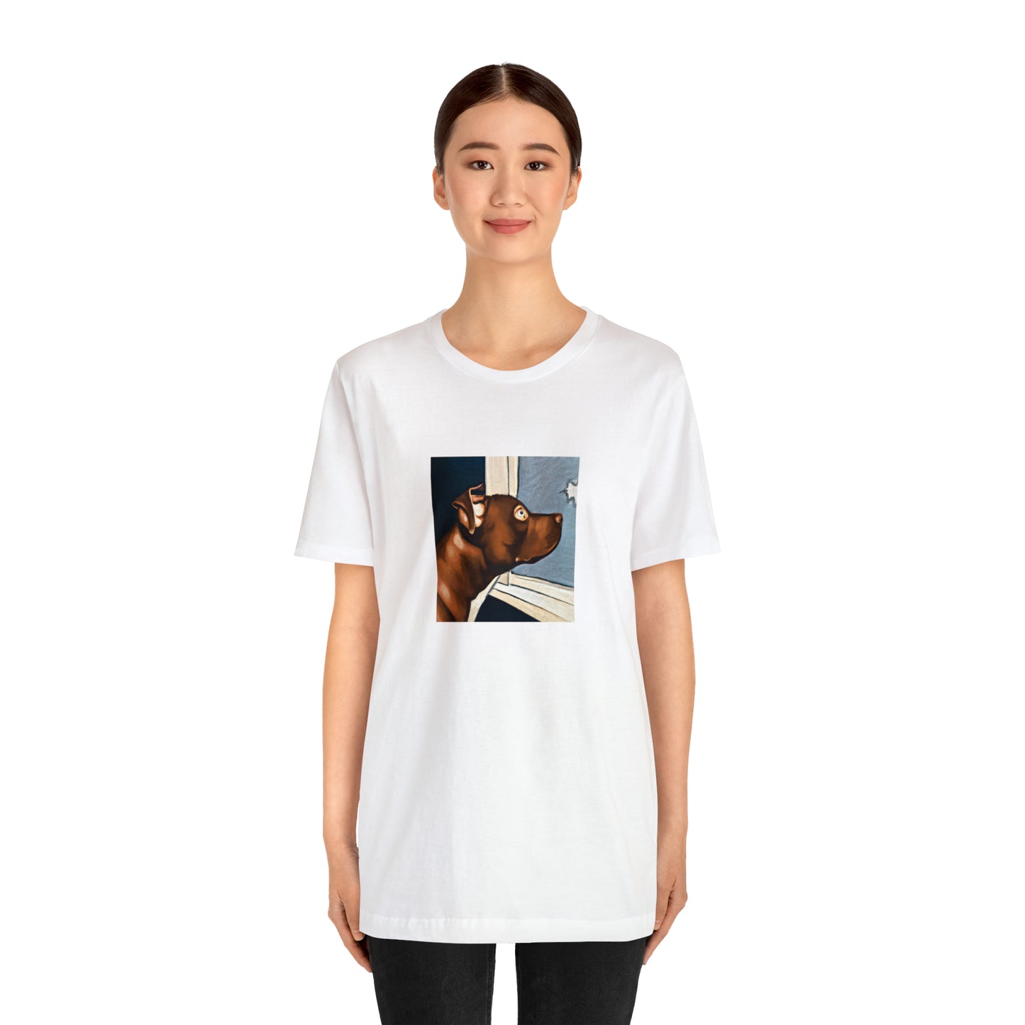 Lucia La Grassa, a female streetwear designer from the 1990s in Italy. She was renowned for her daring, edgy designs that often featured modern, experimental cuts and vibrant, eye-catching prints. She was known for incorporating-Tee