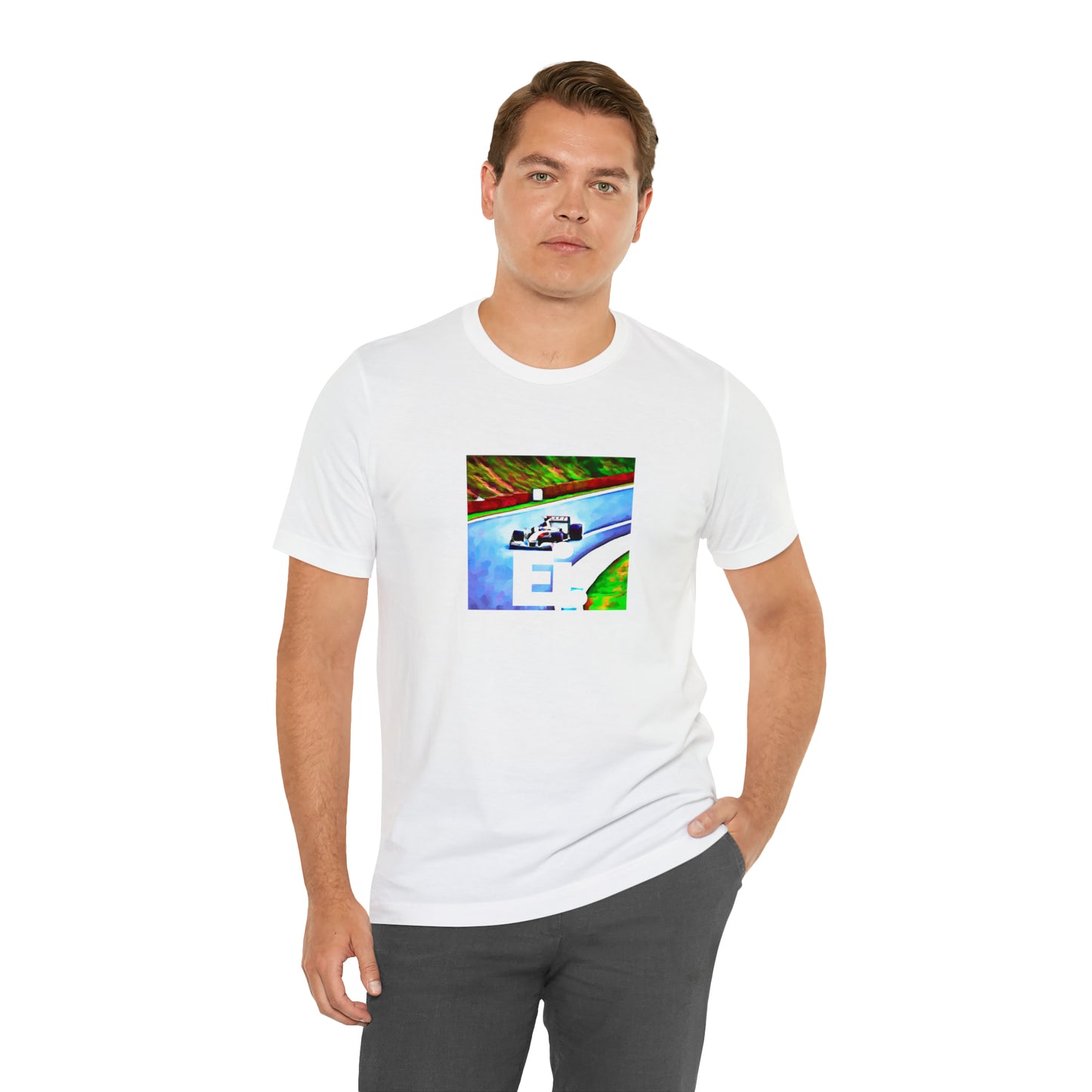 Marcello di Matteo, an Italian fashion designer from the 1990s known for his edgy streetwear designs and vibrant colors. His apparel featured bold graphic prints and bright metallic fabrics, often featuring images of Italian landmarks like the Colos-Tee