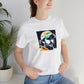 Franchesca Divina, a female Italian streetwear designer in the 90s. She specialized in urban fashion, using her vibrant Sicilian heritage as inspiration for her unique designs. Her clothes were colorful and eclectic, featuring bright colors, bold-Tee