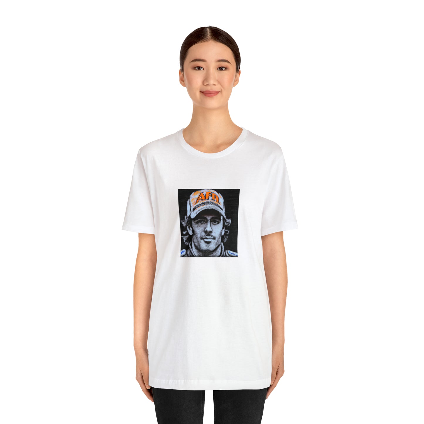 Caro Ferrari, a female streetwear designer from the 1990s in Italy. An unconventional fashion icon, Caro's creations celebrated bold patterns, futuristic silhouettes, and vibrant colors. She was known for combining creative and stylish looks for her-Tee
